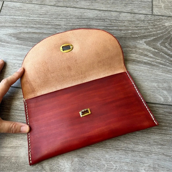 Hand Tooled Leather Wallet Clutch - Picture 6 of 10